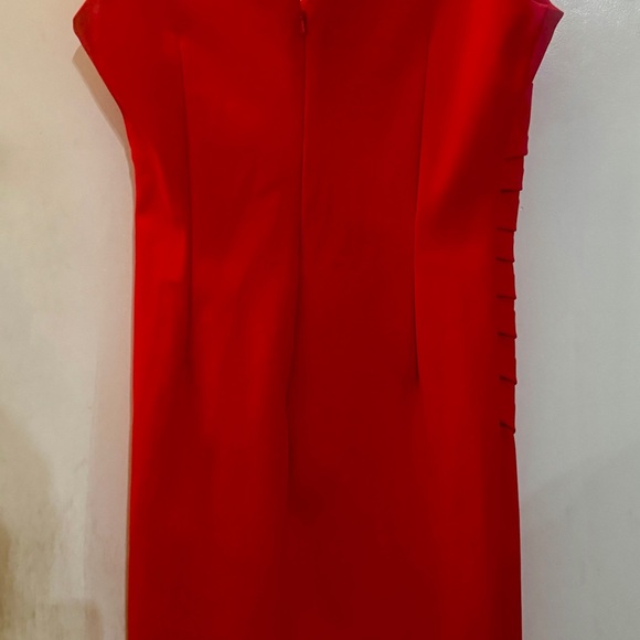 Bright Red Ruched Dress - size 10 Excellent Condition. Sexy Evening Body Con - Picture 5 of 8
